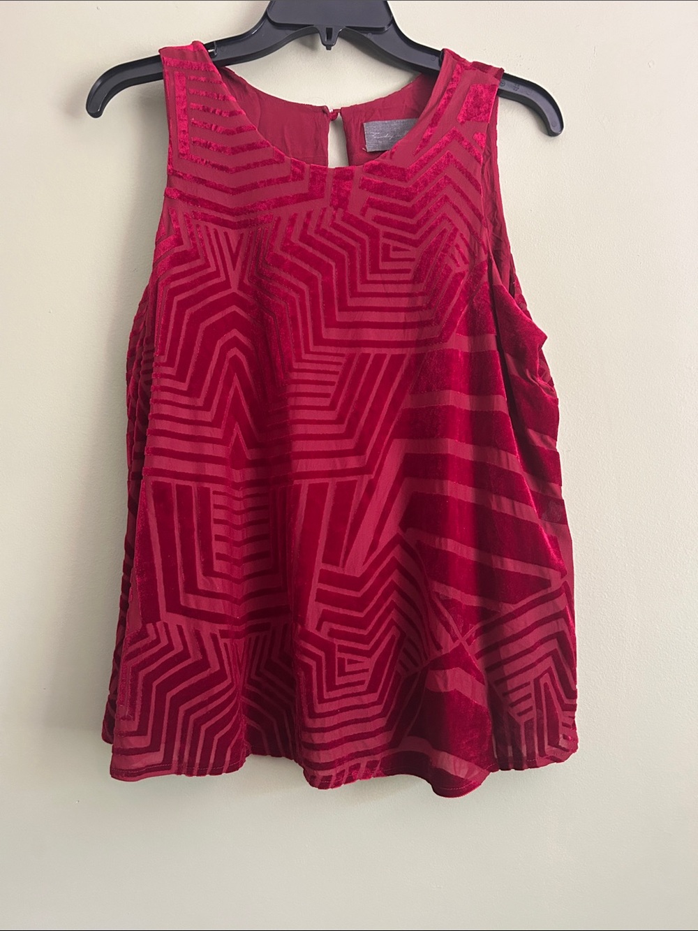 Sunday in Brooklyn Red Velvet Burnout Geometric Tank Top Size M